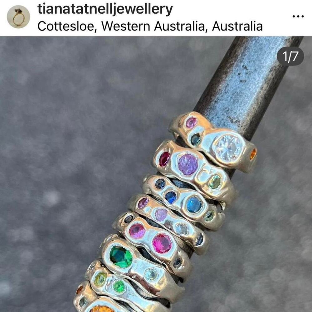 Tiana Tatnell Blue Machine Sterling Silver Ring Size 6.5 Australian Made 🇦🇺